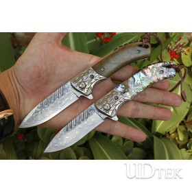 Fire Fox Damascus blade two colors folding knife UD405419